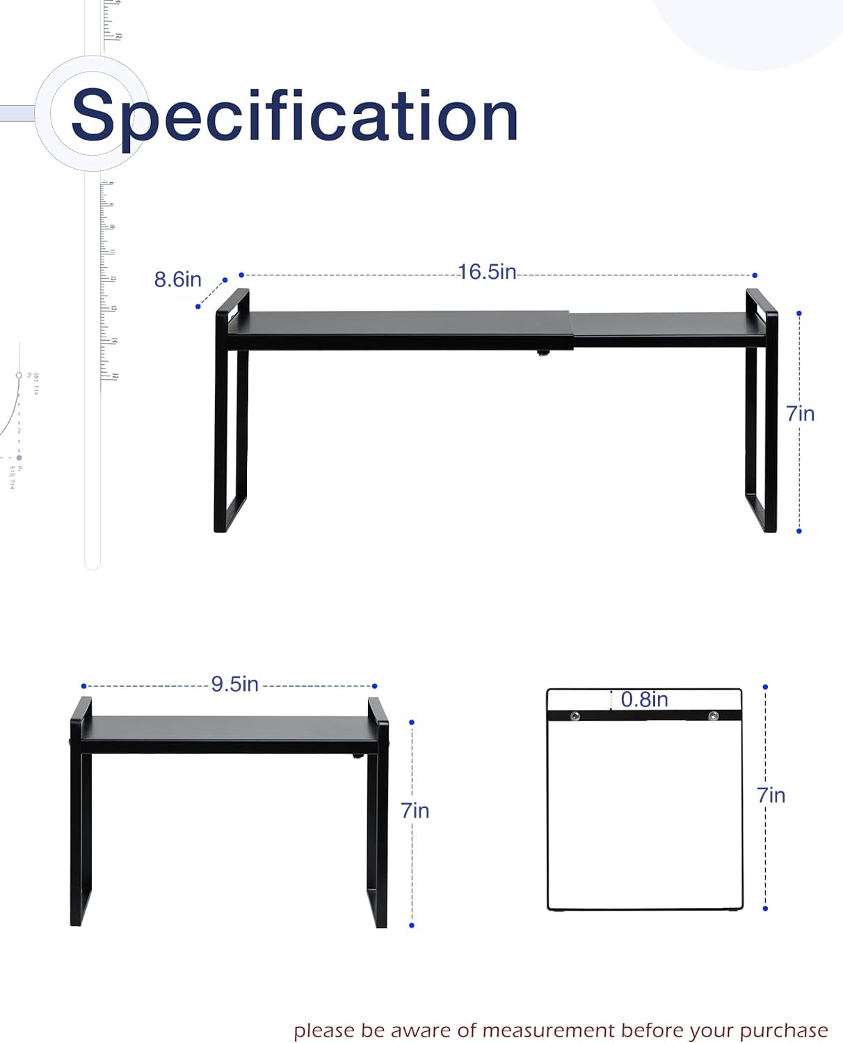 DIY.STORE Expandable Under Sink Cabinet Organizer, Black
