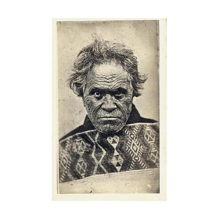 Portrait of Maori with Tattooed Face, C. 19th Century Print Wall (Best Place To Get A Portrait Tattoo)