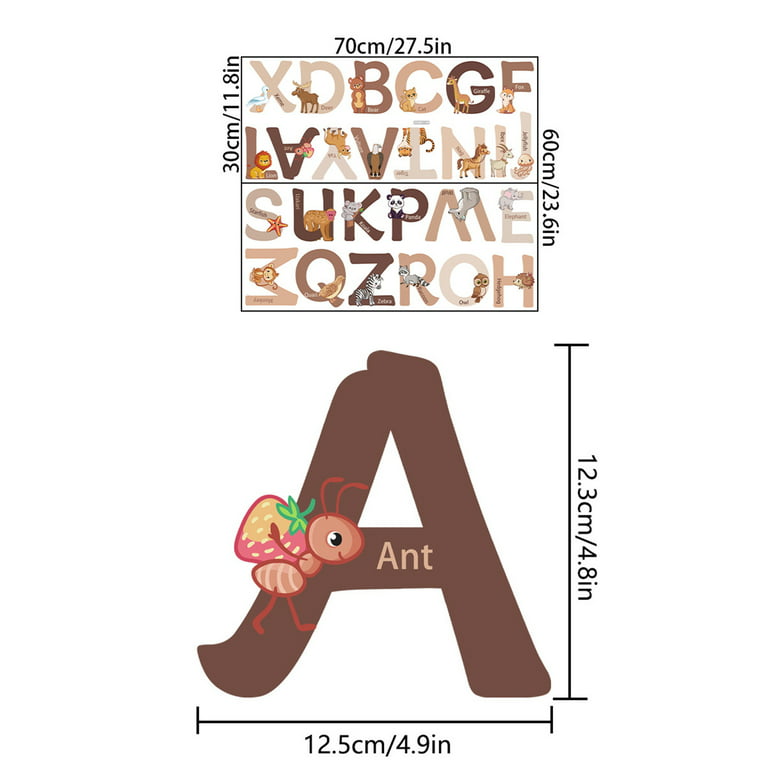 Alphabet Wall Decals for Classroom - 5 inch Nursery Alphabet Letters for Wall - ABC Wall Decals for Kids Rooms - ABC Wall Chart for Toddlers