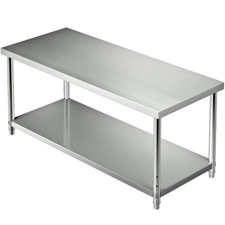 

VEVOR Stainless Steel Prep Table 72 x 30 x 34 inch 550lbs Load Capacity Heavy Duty Metal Worktable with Adjustable Undershelf Commercial Workstation for Kitchen Restaurant Garage Backyard