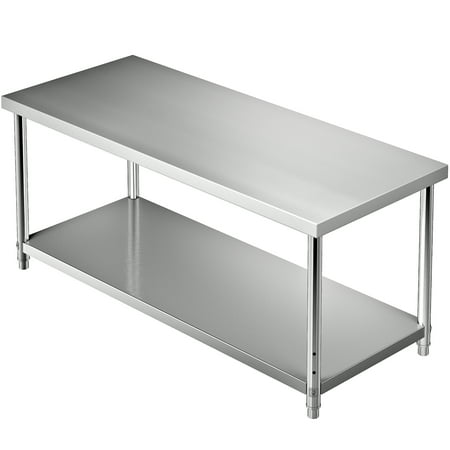 

VEVOR Stainless Steel Prep Table 72 x 30 x 34 inch 550lbs Load Capacity Heavy Duty Metal Worktable with Adjustable Undershelf Commercial Workstation for Kitchen Restaurant Garage Backyard