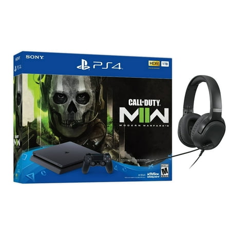 Sony PlayStation 4 Slim Call of Duty Modern Warfare II Bundle 1TB PS4 Gaming Console, Jet Black, with Mytrix Chat Headset