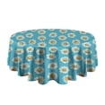 thumbnail image 5 of Blue Daisy Flower Pattern Round Tablecloth 60"x60",Wrinkle Wipeable Table Cloth for Kitchen Dining Room Picnic Patio Party, 5 of 6