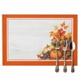 thumbnail image 2 of Fall Harvest Placemats Set of 2 Pumpkins Grape Maple Leaves Orange Border Heat Insulated Linen Place Mats, Washable Stain-Proof Table Mats for Dining Tables Holiday Decor 13x19inch, 2 of 9