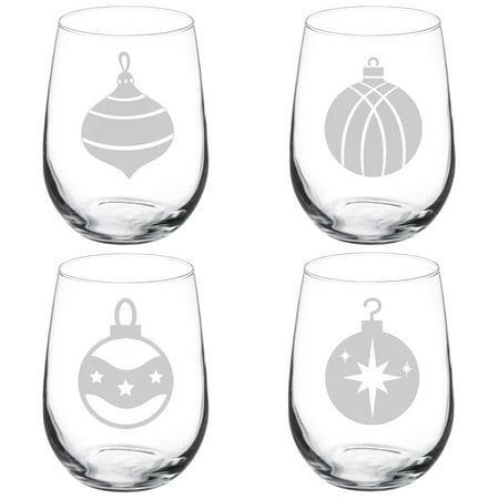 

MIP Set of 4 Wine Glass Goblet Christmas Ornament Collection (17 oz Stemless)