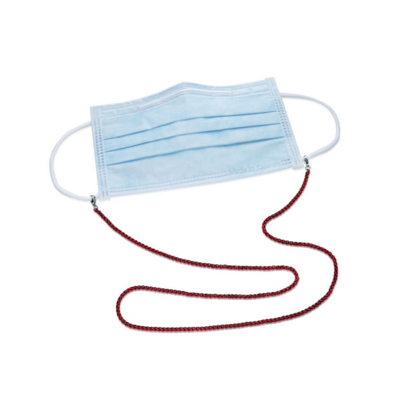 Metro Jewelry Thin and Durable Mask Holder Necklace in Red Acrylic Stainless Steel - 29 Inches Long - 3 mm Wide with Lobster Claw Clasp
