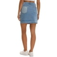 thumbnail image 3 of INSPIRE CHIC Women's Mini Denim Skirt Patchwork Color Block High Waisted A Line Short Jean Skirt S Blue, 3 of 6