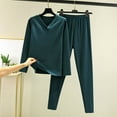 thumbnail image 2 of Tnhcen Women's Cozy Fleece Pajama Set, Thermal V - Neck Long Sleeve, Plus Size 3XL, Sleepwear, Soft Polyester Material, Relaxed Fit Loungewear, 2 of 3