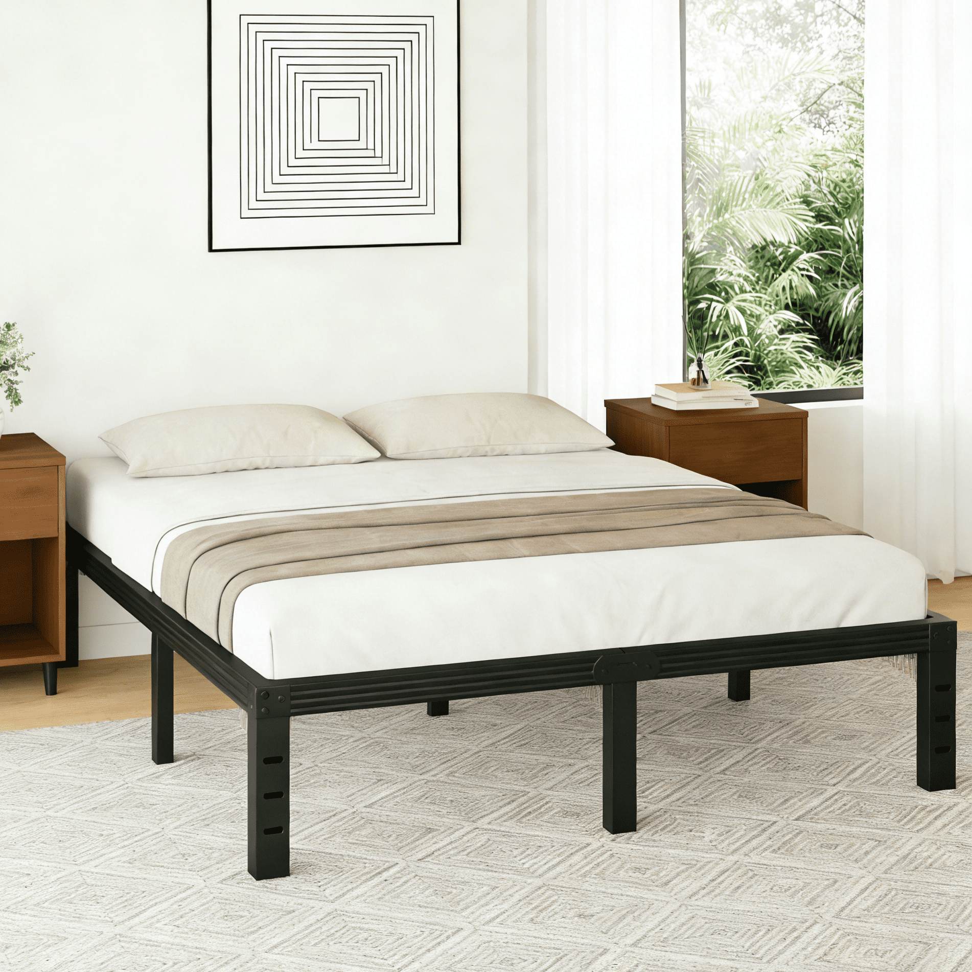 RLDVAY 12 inch Queen Bed Frame,Heavy Duty Metal Platform,No Box Spring Needed,Noise-Free,Easy Assembly