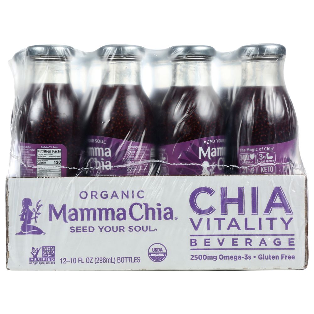 Mamma Chia Organic Blackberry Hibiscus Vitality Beverage, 10 Ounce -- 12 per Case.