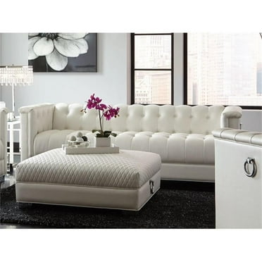 Kingfisher Lane Faux Leather Upholstered Tufted Sofa in White