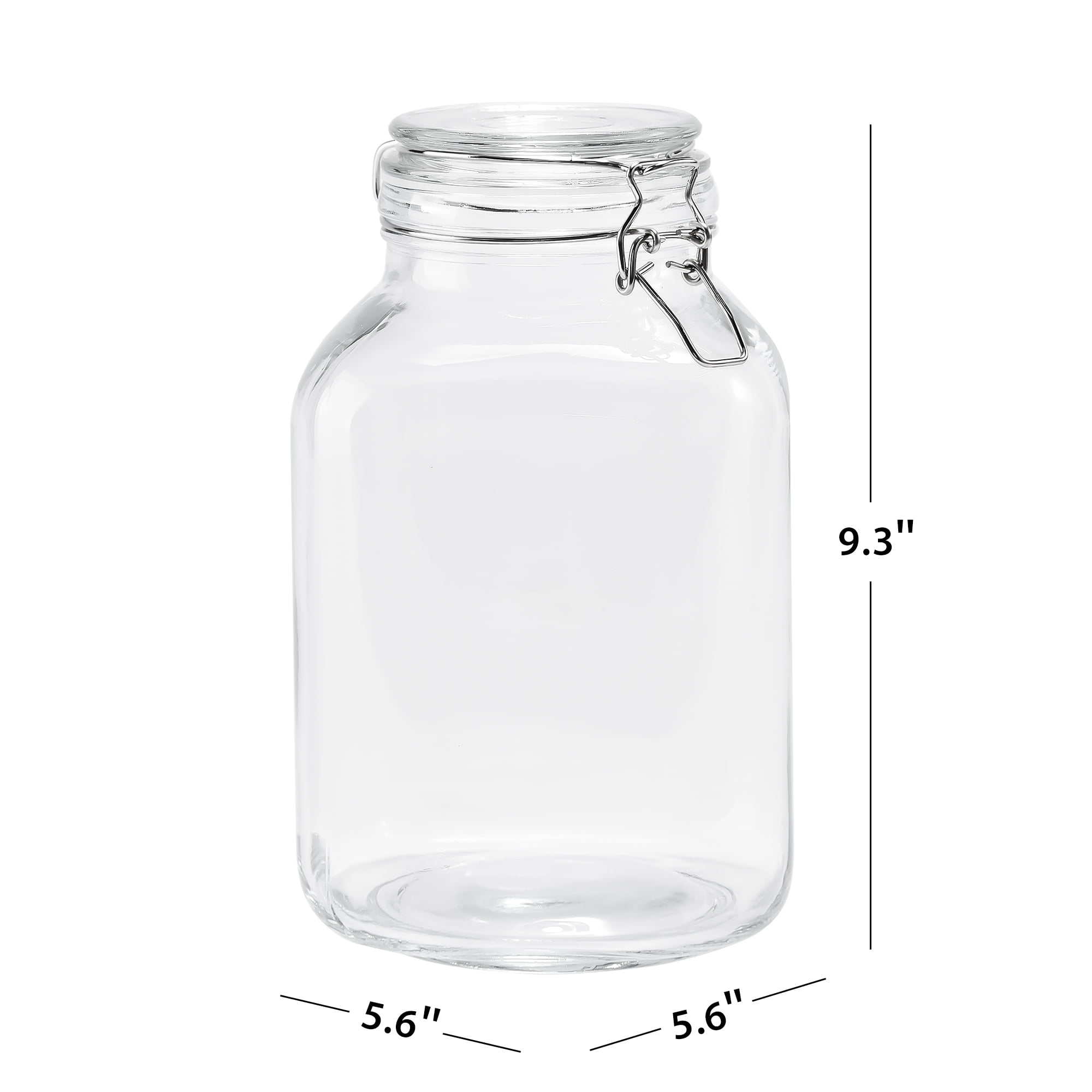 (2 pack) Mainstays 106 oz Clear Glass Airtight Storage Jar with Locking Lid, Large Kitchen Pantry Food Storage Canister for Dry Food, Pasta, Rice and Coffee