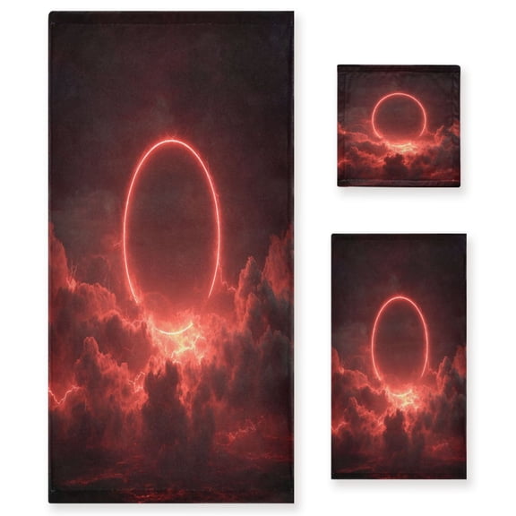 Three-Piece Towel Set Face Towel Towel Set Hand Towel Bath Towel Cotton Bath Towels Bath Towel Sets Hand Bath Towels Red Sun