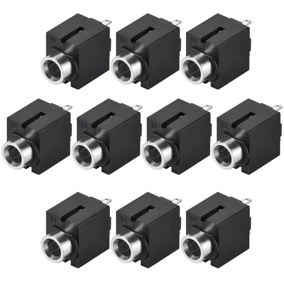 PCB Mount 3.5mm 3 Pin Socket Headphone Stereo Audio Video Connector PJ301C Black 10Pcs