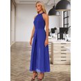 thumbnail image 4 of DARING DIVA Women's Sleeveless Chiffon Wide Leg Jumpsuit L Royal Blue, 4 of 6