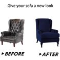 thumbnail image 3 of Stretch Wingback Chair Slipcover, 2-Piece Wing Back Armchair Cover Sofa Cover Furniture Protector for Living Room, Soft Stylish Full Protection for Wingback Chair (Blue), 3 of 6