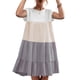 thumbnail image 2 of Vestido de cuello redondo, vestido de empalme de color en contraste, vestido de niña, vestido de una pieza, innovación moderna, 2 of 5