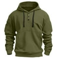 thumbnail image 4 of WRKEKC Hoodies for Men Solid Color Button Down Drawstring Hooded Sweatshirt with Kangaroo Pocket for Fall Winter Casual Daily & Lounge Outfits, 4 of 5