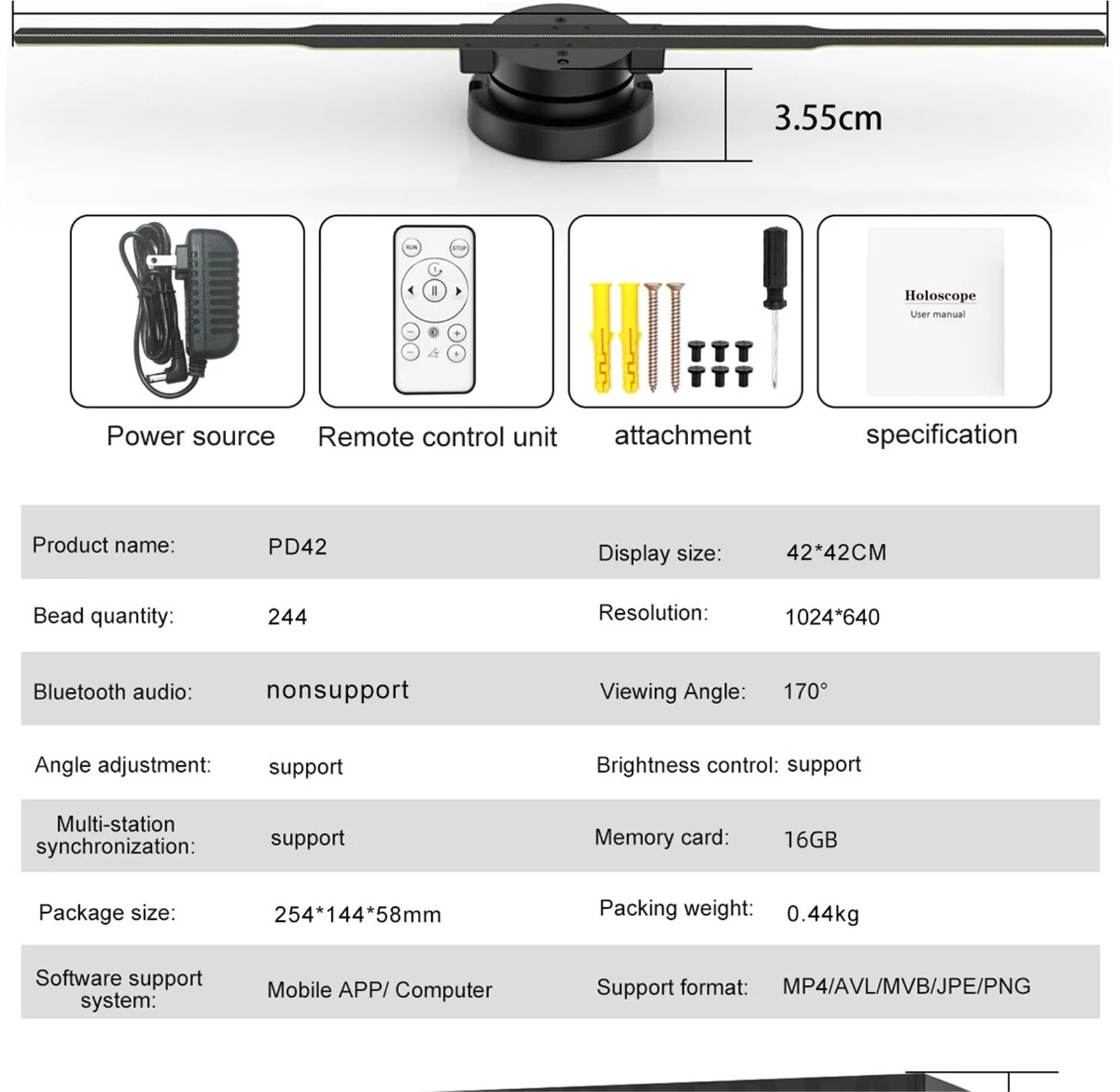 42cm 3D Hologram Projector Fan Wifi Transmit Picture Video Commercial Display Holographic Led Commercial Hologram Projector