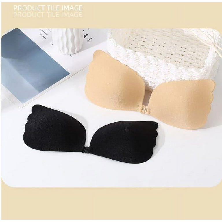 2 Pairs Sticky Bras Strapless Bra for Women, Black Reusable Self Adhesive  Backless Bra,Applicable to A-D cup