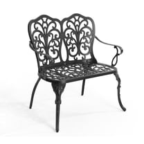 Homefun Cast Aluminium Butterfly Design Garden Bench, Black