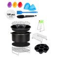 thumbnail image 4 of Accesorios para freidora 13 piezas, con bandeja para pasteles de 8 pulgadas, bandeja para , tazas de silicona para pasteles, estante para Gloria 13pcs freidora de aire de 8 pulgadas, 4 of 8