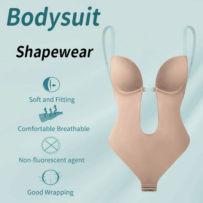 Biplut Removal Invisible Shoulder Straps Body Shaper U-shape Backless Deep  V-neck Bodysuit Bra Shapewear for Inside Wear