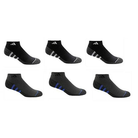 Adidas Men's Climalite Low Cut 6-pair Socks Regular, Black/Blue/Grey 6-12 -NEW