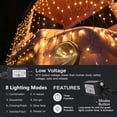 thumbnail image 2 of Christmas Net Lights, 12ft x 5ft Connectable 8 Modes Low Voltage 360 LED Mesh Fairy String Lights for Christmas Trees, Bushes, Wedding, Garden, Outdoor Decorations (Green Wire, Warm White), 2 of 7