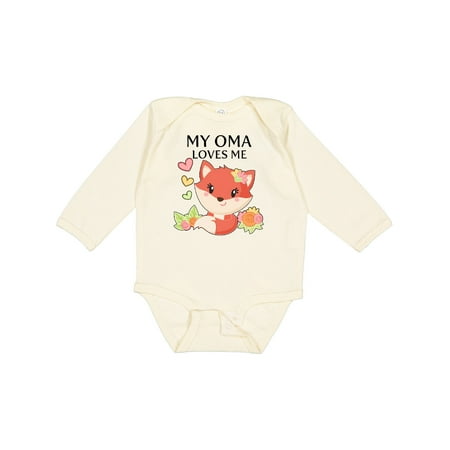 

Inktastic My Oma Loves Me- Little Fox Gift Baby Boy or Baby Girl Long Sleeve Bodysuit