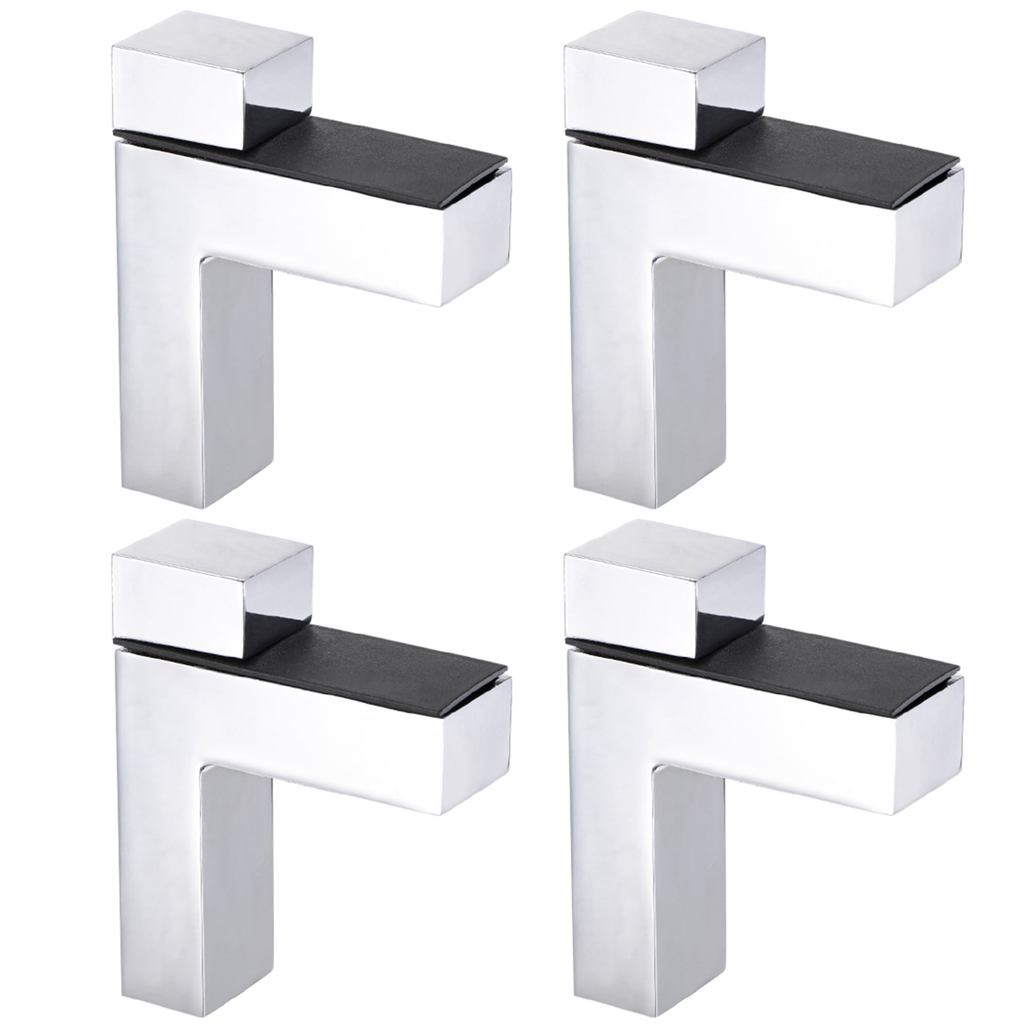 Glass Shelf Bracket , Wall Mount Adjustable Zinc Alloy Glass Shelf Clamp Bracket Bright Chrome 4