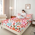 thumbnail image 4 of Manfei Colorful Flowers Twin Sheet Sets 3pcs for Teens Adults,Red Polka Dots Twin Fitted Sheet Microfiber,Chic Floral Blossoms Breathable Flat Sheet,Lightweight Room Decor, 4 of 7