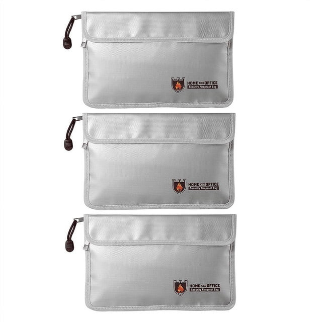 3X Fireproof Document Bag,Waterproof and Fireproof Money Bag with Zipper,Fireproof Safe Storage Pouch for Passport .