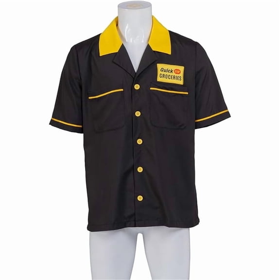 Mens Convenience Store Clerk Shirt Quick Stop Style Button Down Short Sleeve Uniform