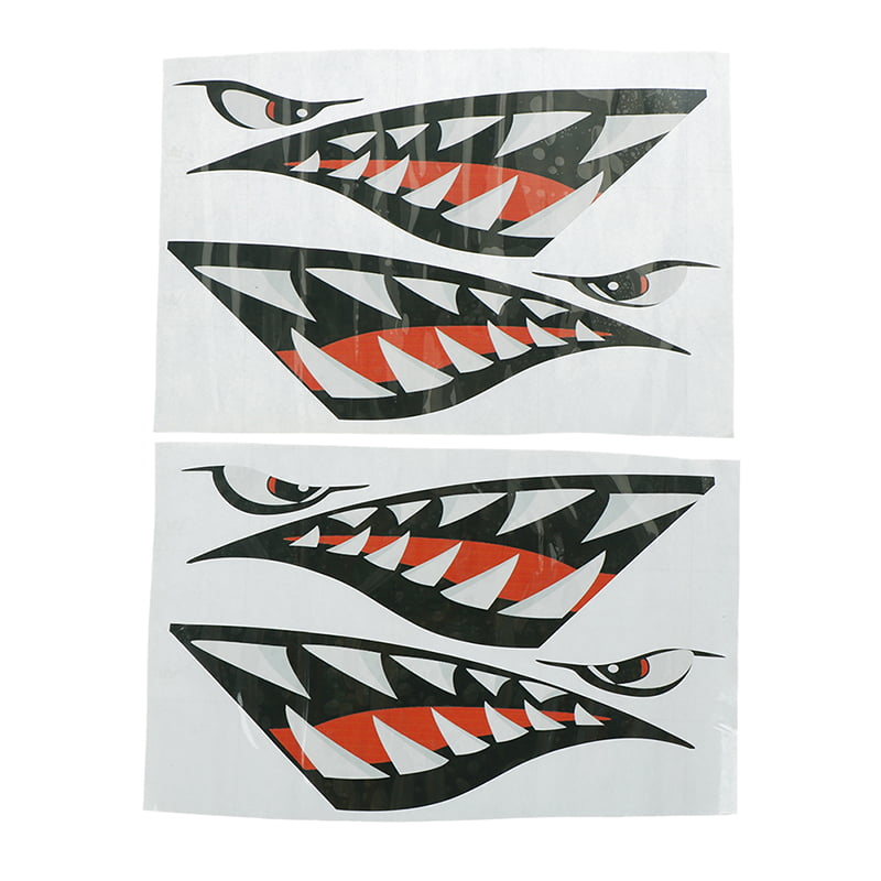 2 Pcs Shark Teeth Vinyl Decal Stickers for Dinghy Boat Kayak Canoe CYN 
