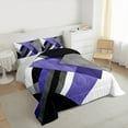 thumbnail image 3 of Manfei Purple Square Geometric Queen Comforter Set, Modern Abstract Ombre Bedding Sets, Teen Kid Adult Reversible Bedding Comforter Set, Microfiber Bedroom Decor, 3-Piece, 3 of 8