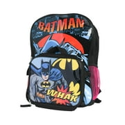 DC Batman Backpack 16" and Detachable Insulated Lunch Bag 2Pc Set Action Pose