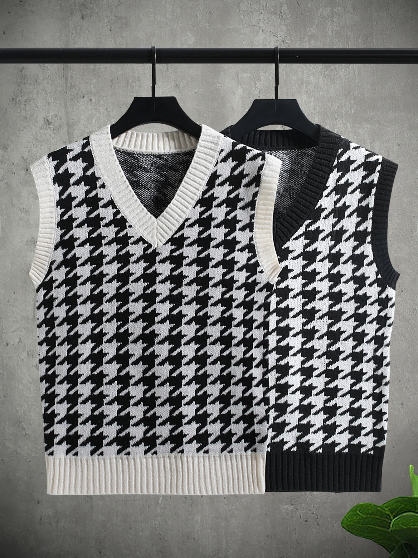 2pcs Houndstooth Sweater Vest XL 