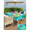 thumbnail image 5 of Outdoor Tablecloth with Umbrella Hole for Patio/Picnic/Party/Camping, Summer Swimming Pool Waterproof Table Cloth Rectangle Table Cover Washable, Floral Plumeria Palm Leaves (54"x 80"), 5 of 8