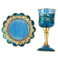 thumbnail image 5 of Matashi Hand-Painted 5-Inch Enamel Kiddush Cup Set with Stem & Tray – Jerusalem Cityscape Design – Embellished with Fine Crystals, 5 of 5
