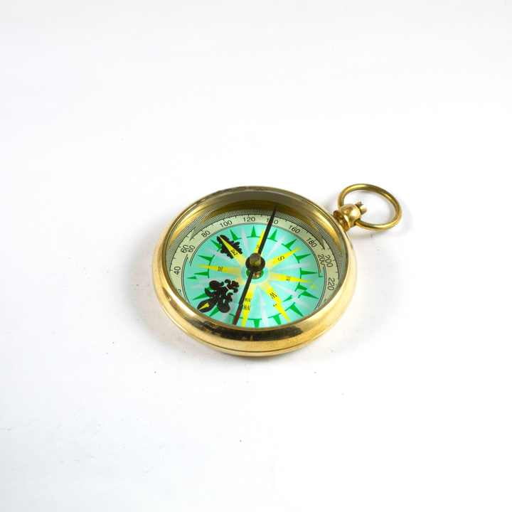 Antique Brass Nautical 2\" Directional Compass with Engraved Leather Case Novelty Gifts