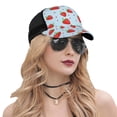thumbnail image 5 of Lsque Strawberry Printed Trucker Hat - Baseball Cap for Men Women - Breathable Mesh Side, Adjustable Fit - for Casual Wear, 5 of 7