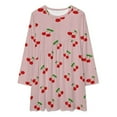 thumbnail image 2 of Cherries Loose Dress Evening Dress Summer Dresses for Women Luxury Dress Long Sleeved Dress, 2 of 4