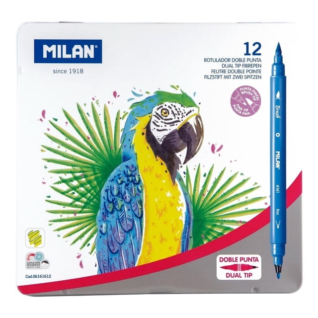 Rotuladores Doble Punta 12Pz Con Estuche Metálico MILAN multicolor