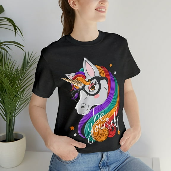 Monster Unicorn Be Yourself Rainbow Mane Shirt bella canvas 3001