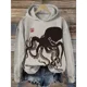 thumbnail image 3 of Sudadera con capucha acogedora con estampado de grulla japonesa y flor de cerezo para mujer, sudaderas con capucha Harajuku, suéter informal de gran tamaño, conjuntos de la vieja escuela, tops, 3 of 5