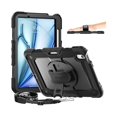 thumbnail image 1 of wonim11 timecity Case for iPad Air 11 Inch M3/ M2 (2025/2024), 360° Rotating Stand, Pencil Holder & Wireless Charging, Shockproof with Screen Protector & Shoulder Strap - for Designers, Black, 1 of 1
