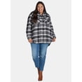 thumbnail image 4 of Terra & Sky Women's Plus Size Brushed Plaid Button Down Shacket, 0X-4X, 4 of 6