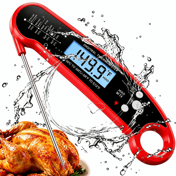 Digital Meat Thermometer for Grilling & Cooking – Waterproof Ultra-Fast Instant Read Food Thermometer with Backlight & Calibration for Kitchen, Deep Fry & BBQ