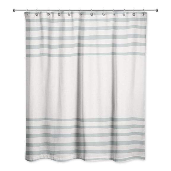 Creative Products Soft Blue Linen Stripes 71x74 Shower Curtain
